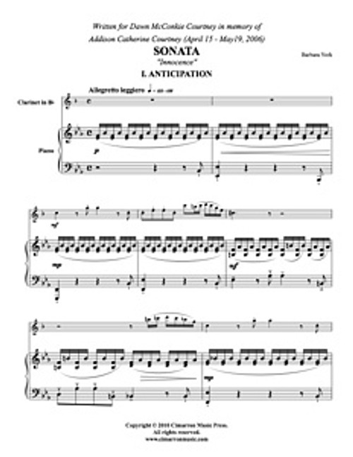 Sonata (Clarinet Solo) (Download)