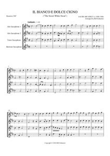 IL BIANCO E DOLCE CIGNO (sax quartet) (download)