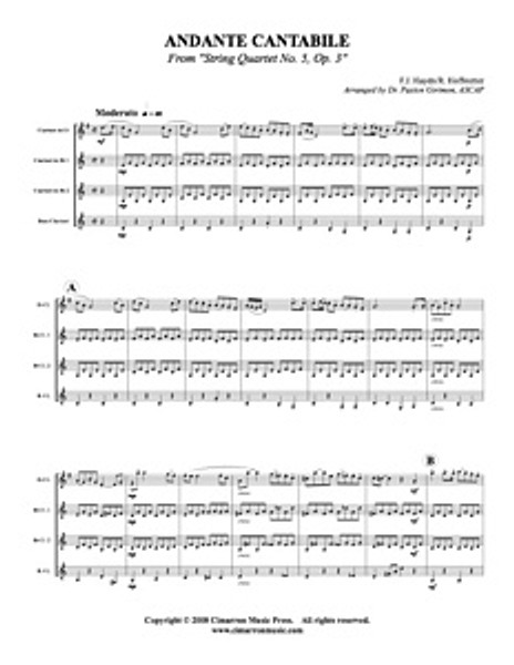 Andante Cantabile from String Quartet No. 5, Op. 3 (Download)