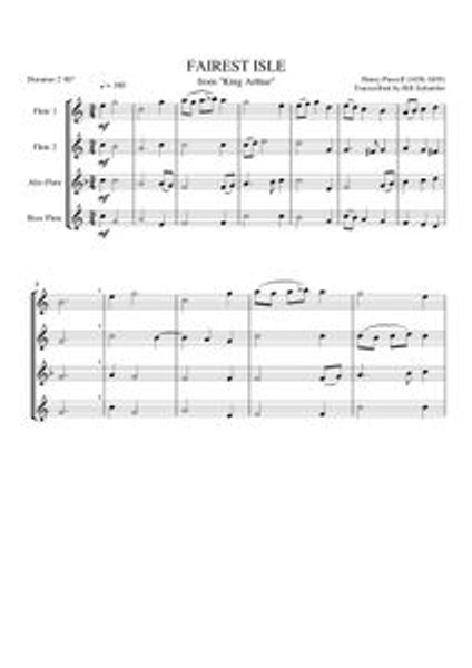 FAIREST ISLE FROM "KING ARTHUR" (flute quartet) (download)