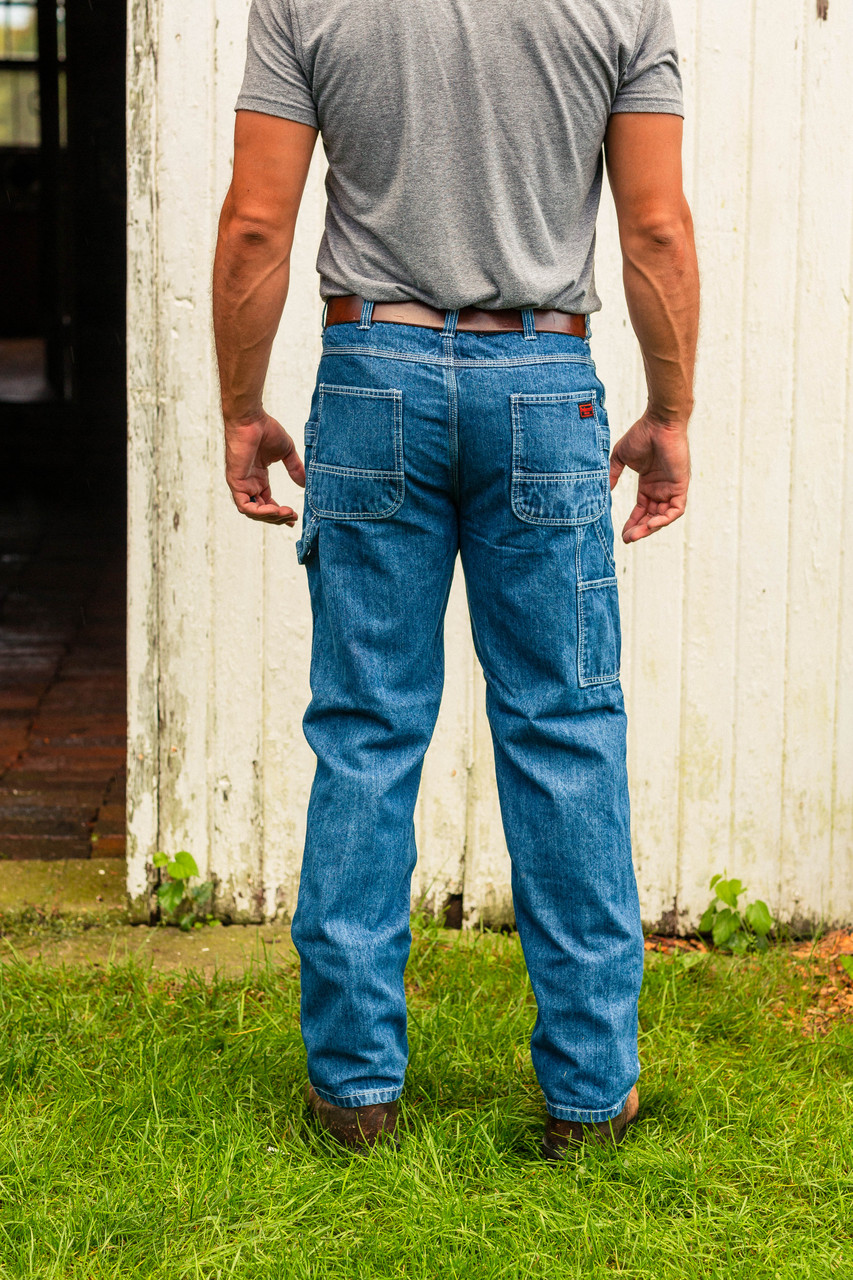 14oz Denim Stone Washed Logger Dungaree W/ Chaps and Suspender Buttons