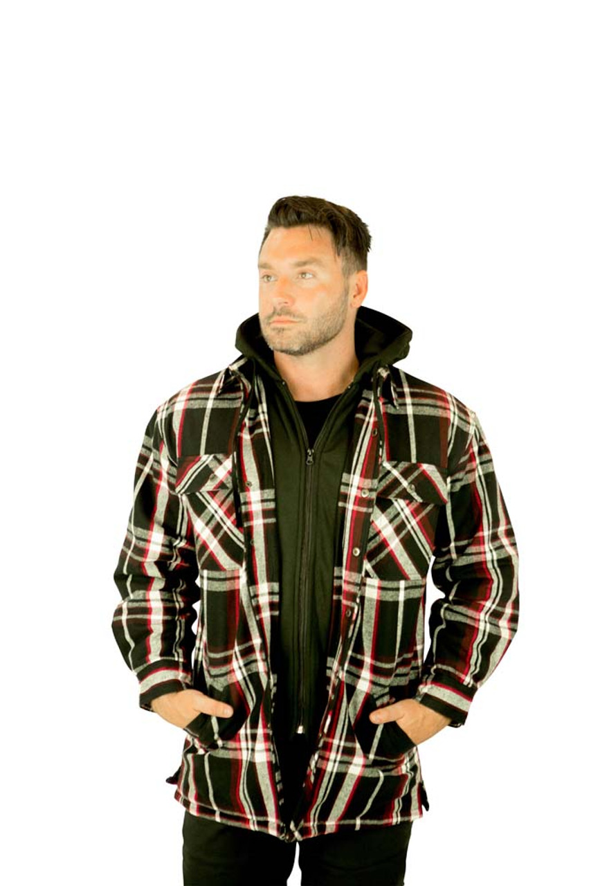 Snap Front Lined Hooded 9oz Flannel Jacket w/ Zipper Closer 2020