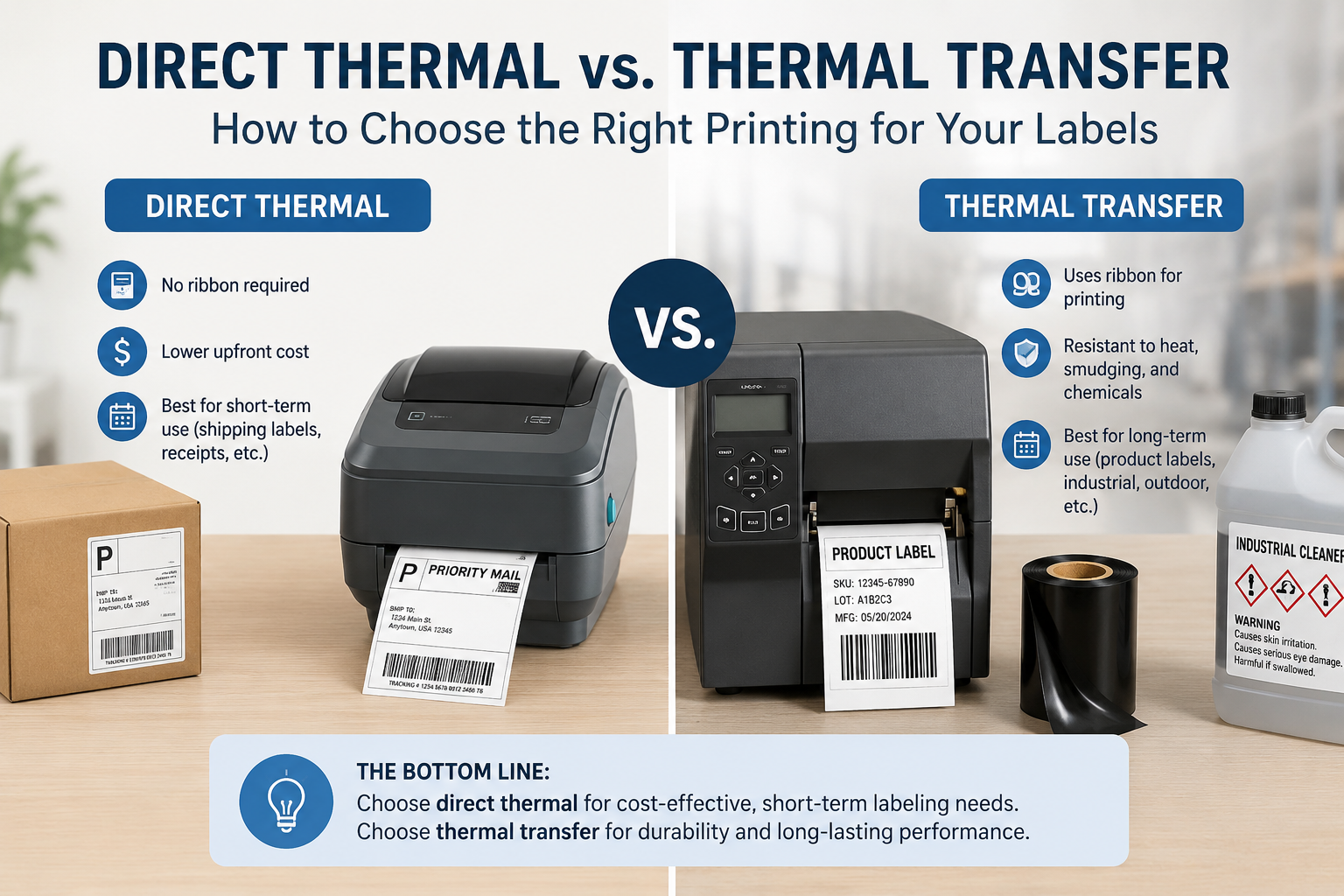 Thermal Transfer vs. Direct Thermal: Which is Right for your Label Application