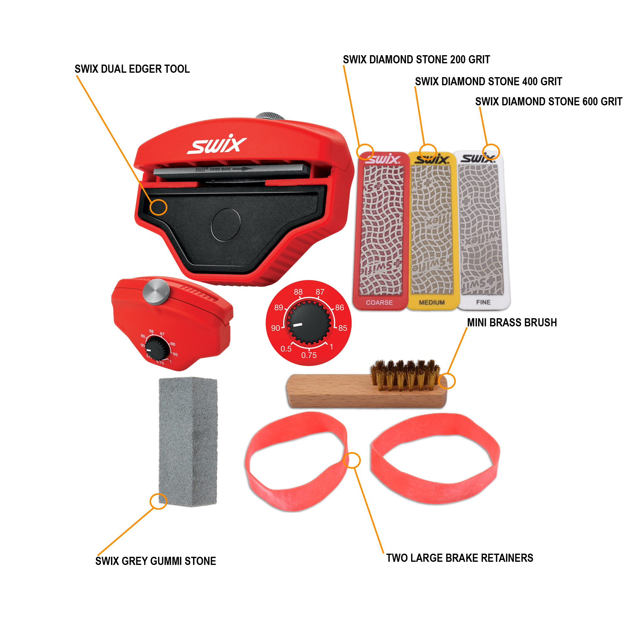 RaceWax Multi Edge Kit 80mm - Three Diamond Stones for Ski
