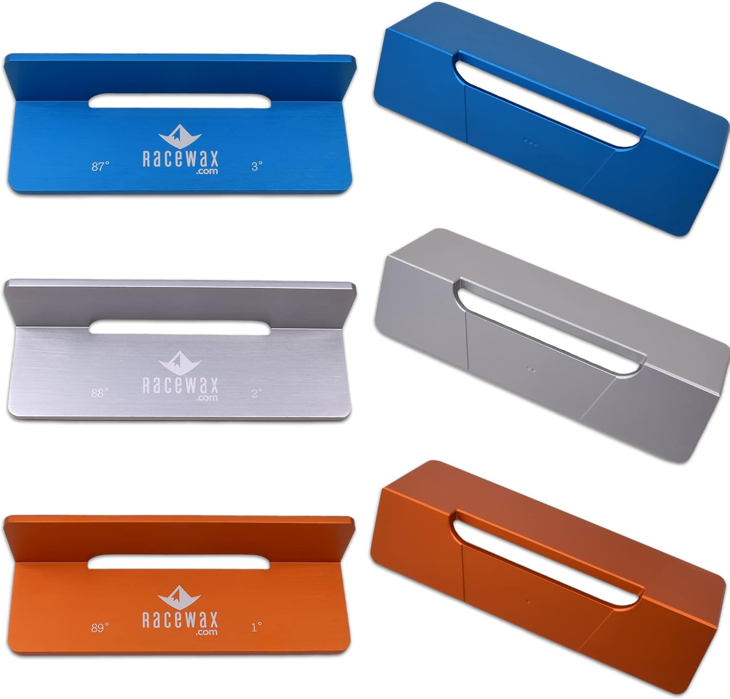 RaceWax Set of 3 Hard Aluminum Ski Side Bevel File Guides 87/3 88/2 89/1