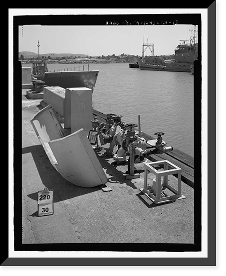 Historic Framed Print, Mare Island Naval Shipyard, Finger Piers 22 & 23,  Railroad Avenue near Eighteenth