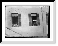 Historic Framed Print, (Note shots) soldiers at windows of monastery ready to shoot looters,  17-7/8" x 21-7/8"