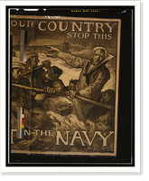 Help your country stop this. Enlist in the Navy. Auto-lithograph by Frank Brangwyn A.R.A, Antique Print