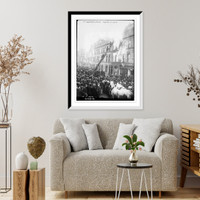 Historic Framed Print, Hounsditch outrage, Firemen at work,  17-7/8" x 21-7/8"