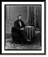 Ulysses S. Grant, full-length portrait, seated at table with books and top hat, facing right, Antique Poster