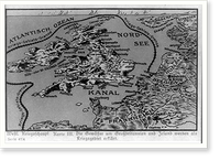 Historic Framed Print, Westl. Kriegsfchaupl. Karte III. Die gew&auml;ffer um Grozbritannien und Irland werden als kriegsgebiet erkl&auml;rt,  17-7/8" x 21-7/8"
