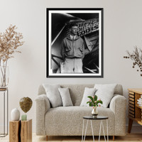 Charles A. Lindbergh, with Spirit of St. Louis in background, May 31, 1927, Vintage Poster