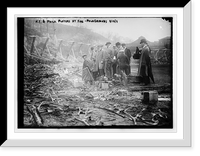 Historic Framed Print, New York, NL & Philadelphia, NL players view fire damage, Polo Grounds,  17-7/8" x 21-7/8"