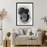 Portrait of unidentified German soldier wearing hood over hat, in snow on the Eastern Front, Vintage Wall Art