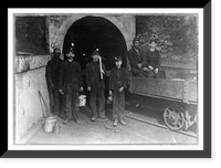 Historic Framed Print, Main entrance, Gary W. Va. Mine. Trapper boy in center. Going to work 7 A.M. will be underground until 5:30 P.M. Trappers are paid $1. per day. Location: Gary, West Virginia.,  17-7/8" x 21-7/8"