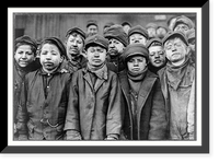 Historic Framed Print, Breaker boys in #9 Breaker, Hughestown Borough, Pa. Coal Co. Smallest boy is Angelo Ross, (See labels #1953 + #1951.) Location: Pittston, Pennsylvania.,  17-7/8" x 21-7/8"