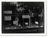 Front window - Hurlebaus' Drug Store, Vintage Print