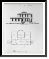 Houses and a church (Buildings Erected or Proposed to be Built in Virginia"). West flank elevation, chamber story floor plan", Historic Reproduction