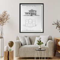 Houses and a church (Buildings Erected or Proposed to be Built in Virginia"). West flank elevation, chamber story floor plan", Historic Reproduction