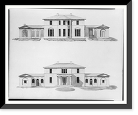 Houses and a church (Buildings Erected or Proposed to be Built in Virginia"). Front and rear elevations", Antique Wall Art