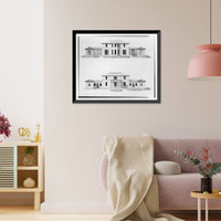 Houses and a church (Buildings Erected or Proposed to be Built in Virginia"). Front and rear elevations", Antique Wall Art