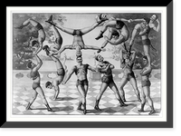 Historic Framed Print, [Thirteen men doing acrobatics],  17-7/8" x 21-7/8"