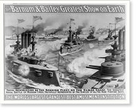 Historic Framed Print, The Barnum and Bailey greatest show on earth. The world's largest, grandest, best, amusement institution. Total destruction of the Spanish Fleet, on the Cuban coast [...],  17-7/8" x 21-7/8"