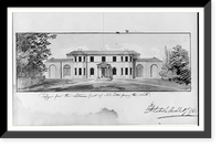 Houses and a church (Buildings Erected or Proposed to be Built in Virginia"). Entrance, Mill Hill - elevation", Antique Wall Art