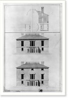 House (Pope House") for John Pope, Lexington, Kentucky. Elevations, sections, and roof framing plan", Historic Print