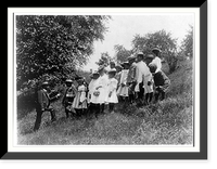 Historic Framed Print, [Field-trip - school children outdoors listening to man, D.C. Public School, 8th Division (?)],  17-7/8" x 21-7/8"