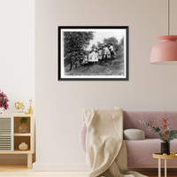 Historic Framed Print, [Field-trip - school children outdoors listening to man, D.C. Public School, 8th Division (?)],  17-7/8" x 21-7/8"
