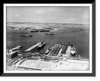 Historic Framed Print, San Diego bay and dock with ships,  17-7/8" x 21-7/8"