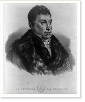Historic Framed Print, Le G&eacute;n&eacute;ral [garland enclosing names of battles] La Fayette,  17-7/8" x 21-7/8"