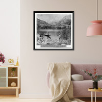 Historic Framed Print, Eagle Canyon from Eckley's Island, Emerald Bay, Western Shore of Lake Tahoe,  17-7/8" x 21-7/8"