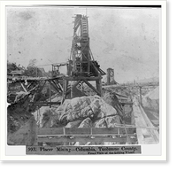 Placer Mining. Columbia, Tuolumne County - Front view of the lifting wheel, Antique Poster