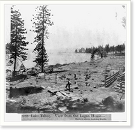 Historic Framed Print, Lake Tahoe, view from the Logan House, Eastern Shore, looking North,  17-7/8" x 21-7/8"