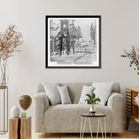 Pyramid Peak, from the top of the grade at Slippery Ford, El Dorado County - Wagon teams in scene Classic, Vintage Poster