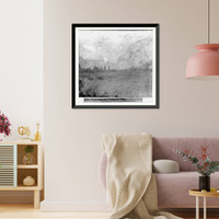 Historic Framed Print, View down the Yosemite Valley - Cathedral Rocks in the distance - Mariposa County,  17-7/8" x 21-7/8"