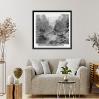 Historic Framed Print, View on the Merced River near the Bridal Veil, Yosemite Valley, Mariposa County,  17-7/8" x 21-7/8"