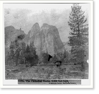 Historic Framed Print, The Cathedral Rocks, 3,000 feet high, Yosemite Valley, Mariposa County,  17-7/8" x 21-7/8"