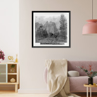 Historic Framed Print, The Cathedral Rocks, 3,000 feet high, Yosemite Valley, Mariposa County,  17-7/8" x 21-7/8"