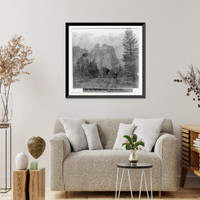 Historic Framed Print, The Cathedral Rocks, 3,000 feet high, Yosemite Valley, Mariposa County,  17-7/8" x 21-7/8"