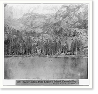 Historic Framed Print, Eagle Canyon, from Eckley's Island, Emerald Bay - Western Shore of Lake Tahoe,  17-7/8" x 21-7/8"