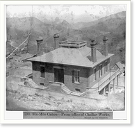 Historic Framed Print, Six mile Canyon, from office of Chollar Works, desert in the distance,  17-7/8" x 21-7/8"