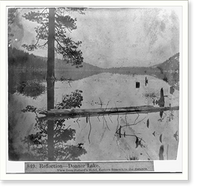 Historic Framed Print, Reflection. Donner Lake - View from Pollard's Hotel - Eastern Summit in the distance.,  17-7/8" x 21-7/8"