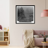 Historic Framed Print, Boat Landing at Pollard's Station, Donner Lake - Central Pacific Railroad,  17-7/8" x 21-7/8"