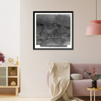 Historic Framed Print, Arrival of the Central Pacific Passenger Train at Cisco, Placer County,  17-7/8" x 21-7/8"