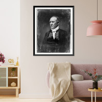 Historic Framed Print, [Sam Houston, half-length portrait, three-quarters to the left, in civilian dress, clean shaven],  17-7/8" x 21-7/8"