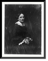 Unidentified woman, about 20 years of age, three-quarter length portrait, three-quarters to the right, seated, hands in lap, Antique Print