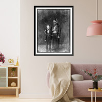 Unidentified man in Middle Eastern costume with arm around boy, full-length portrait, Antique Wall Art